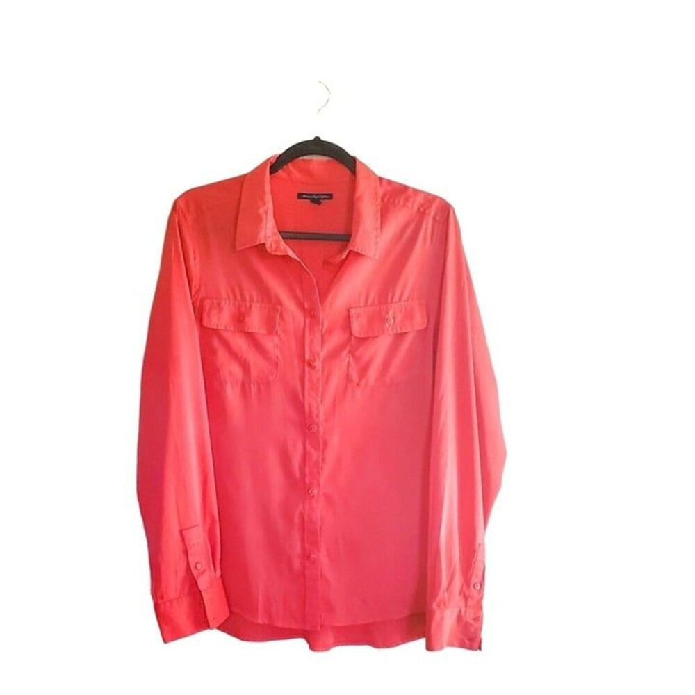 American Eagle Womens Shirt Pink L Button Up Top